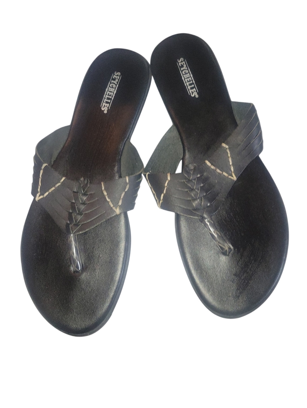 Seychelles Black Woven  Braided Leather Thong Sandals Sz 10